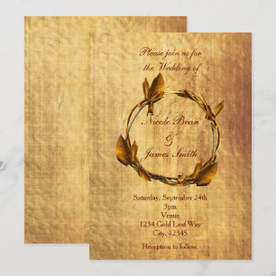 Herbst-Imitate Goldleaf & Stick-Wraath-Hochzeit Einladung