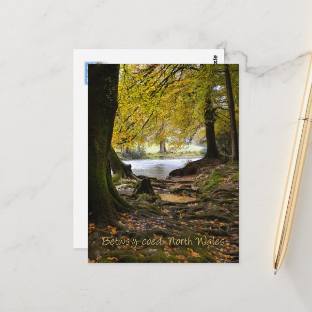 Herbst in Betws-y-coed, Nordwales Postkarte (Vorderseite/Rückseite Beispiel)