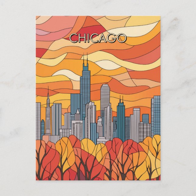 Herbst in Chicago Illinois TRavel Postkarte (Vorderseite)