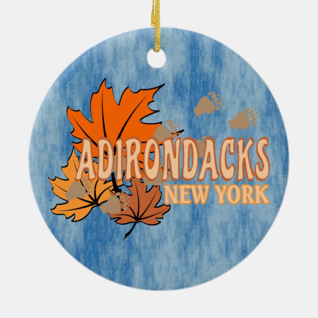 Herbst in den Adirondacks mit Herbstlauben Bear Tr Keramik Ornament (Hinten)