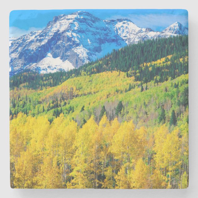 Herbst in den Rockies Steinuntersetzer (Vorderseite)