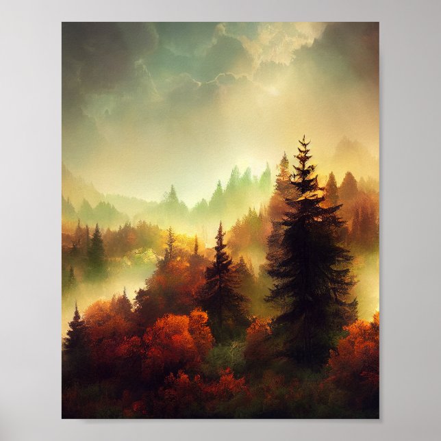 Herbst in der Berglandschaft Poster (Vorne)