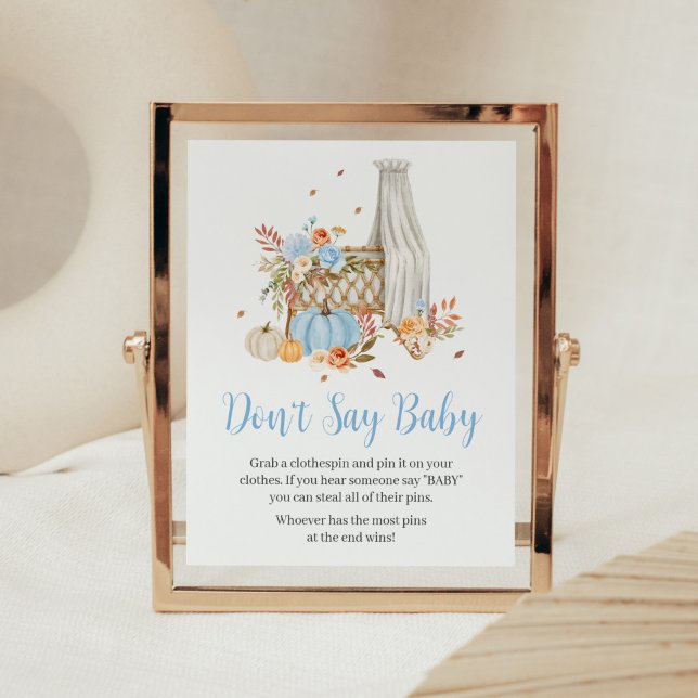 Herbst in der Liebe Blue Pumpkin Sage Baby nicht Poster (Floral Blue Pumpkin Baby Shower Don't Say Baby Sign)
