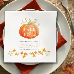Herbst in der Liebe Kürbis Wasserfarbenhochzeit Serviette