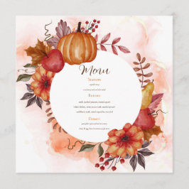 Herbst in der Liebe Kürbiskürbis Hochzeitsessen Mi Menükarte