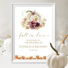 Herbst in der Liebe Pumpkin Blumenhochzeit Willkom Poster