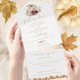 Herbst in der Liebe Pumpkin Hochzeit All In One Einladung