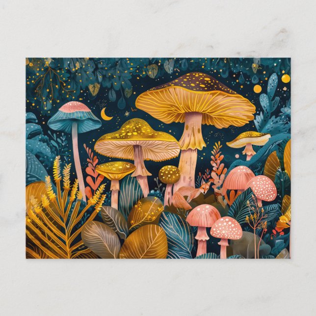 Herbst in einem Pilzwald Postkarte (Vorderseite)