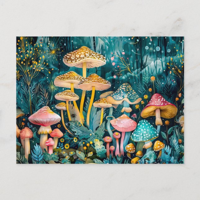 Herbst in einem Pilzwald Postkarte (Vorderseite)