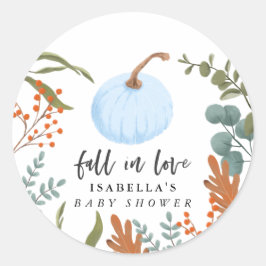 Herbst in Liebe Blue Pumpkin Herbst Babydusche Runder Aufkleber