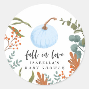 Herbst in Liebe Blue Pumpkin Herbst Babydusche Runder Aufkleber