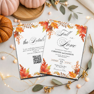 Herbst in Liebe Boho Floral QR Code Hochzeit Einladung