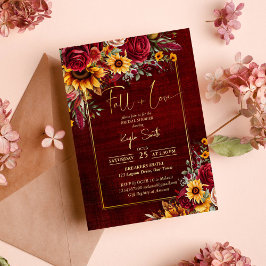 Herbst in Liebe burgundy Rose Sonnenblumen Braut Einladung