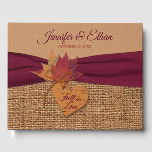 Herbst in Liebe Burlap, Blätter Hochzeit Gästebuch