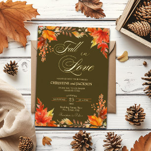 Herbst in Liebe Elegant Boho Blumenzwiebelgolden Folieneinladung