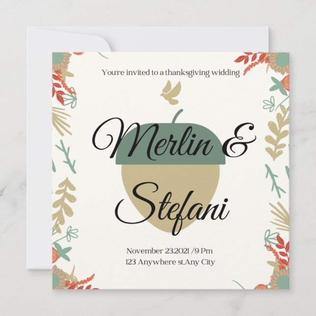 Herbst in Liebe Erntedank Hochzeitseinladung Einladung (Vorderseite)