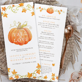 Herbst in Liebe Kürbis Aquarell Hochzeitsmenü Menükarte