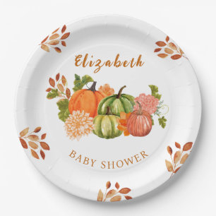 Herbst in Liebe Kürbis Blumensträußdusche Baby Pappteller