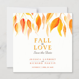 Herbst in Liebe orange Blätter Hochzeit speichern Magneteinladung