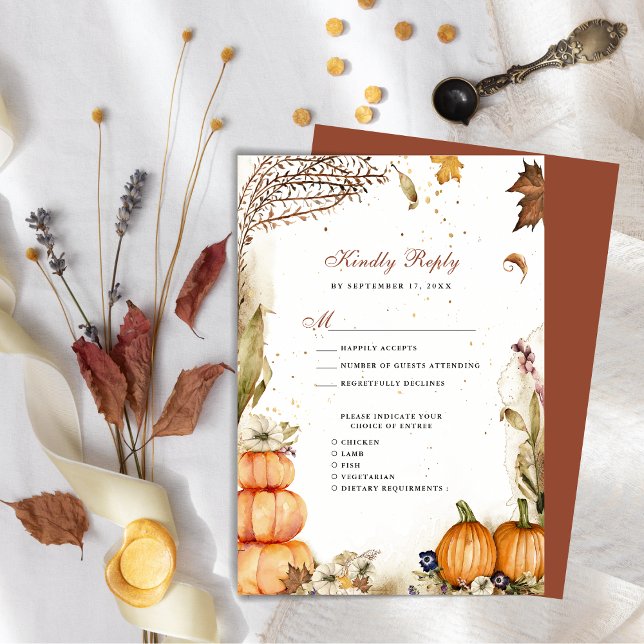 Herbst in Liebe Pumpkin Botanische Herbsthochzeit  Begleitkarte (Von Creator hochgeladen)