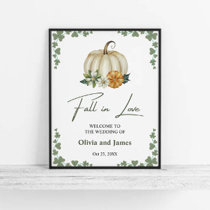 Herbst in Liebe Pumpkin Sage Green Wedding Willkom Poster