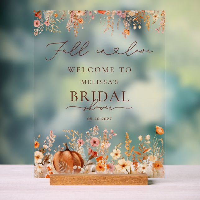 Herbst in Love Pumpkin Bridal Dusche Willkommen Acrylschild (Neutral)