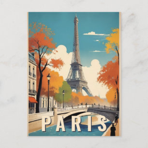 Herbst in Paris Frankreich Eiffel Tower Retro Trav Postkarte