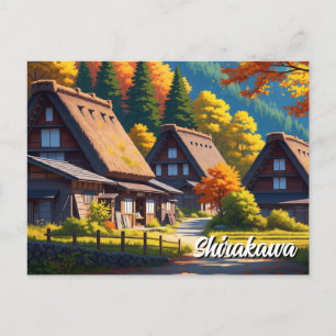 Herbst in Shirakawa Gifu Japan Postkarte