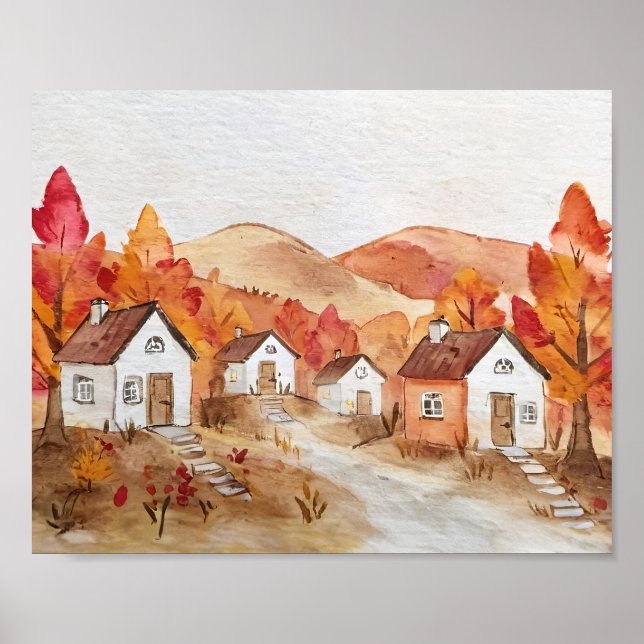 Herbst in Virginia Wasserfarbe Poster (Vorne)