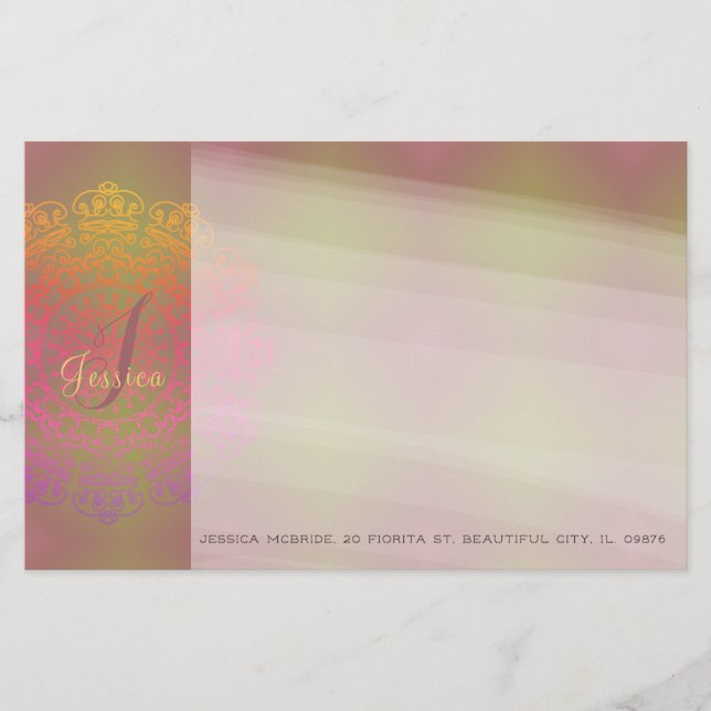 Herbst in Winter Monogram Stationierung Briefpapier (Vorderseite)