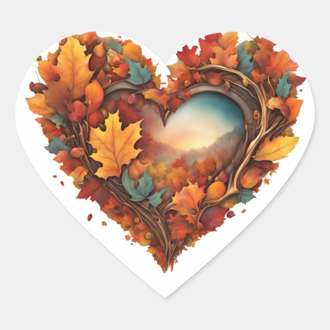 Herbst Inspiriert Herz-Aufkleber (Vorderseite)