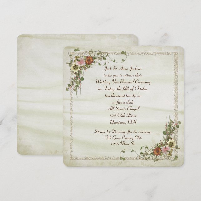 Herbst-Ivy-Blumenrahmen für Hochzeiten Einladung (Vorne/Hinten)