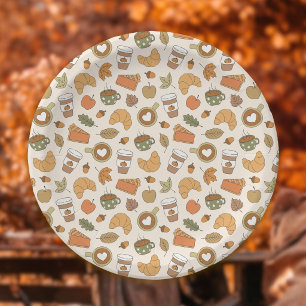 Herbst-Kaffee-Kürbis-Gewürz-Herbst-Party-Bäckerei Pappteller