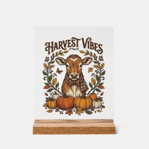 Herbst-Kalb-Shirt Vintage-Gravur-Ernte-Kürbis Acrylschild