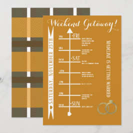 Herbst Kariert Bachelorette Wochenende Stadtrundga Einladung