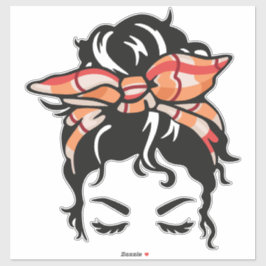 Herbst Kariert Bandana Messy Bun Aufkleber