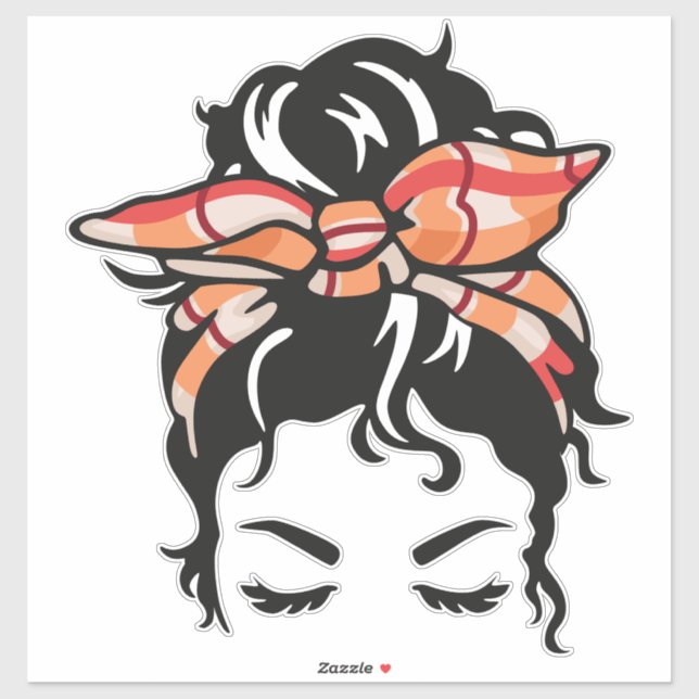 Herbst Kariert Bandana Messy Bun Aufkleber (Blatt)
