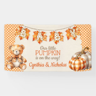Herbst-Kariert Teddy-Bär Kürbis Blätter Banner