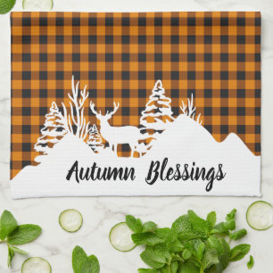 Herbst kariert und Berge Geschirrtuch