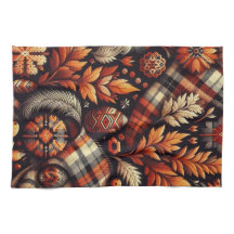 Herbst Karierte Blätter Orange Black Pattern
