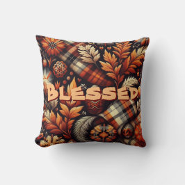 Herbst Karierte Blätter Orange Black Pattern Kissen