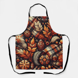 Herbst Karierte Blätter Orange Black Pattern Schürze