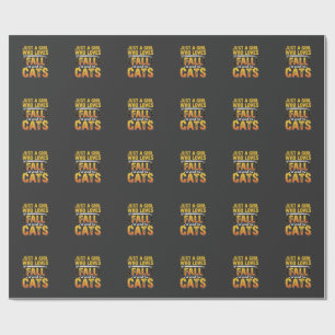 Herbst Katzen Mädchen Halloween Design_1 Geschenkpapier