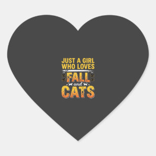 Herbst Katzen Mädchen Halloween Design_1 Herz-Aufkleber