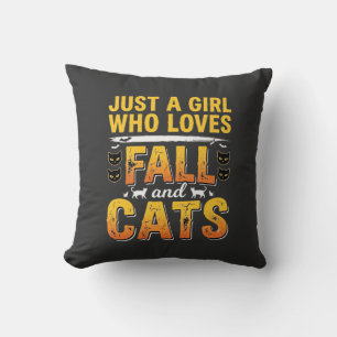 Herbst Katzen Mädchen Halloween Design_1 Kissen