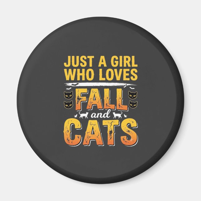 Herbst Katzen Mädchen Halloween Design_1 Magnet (Vorne)