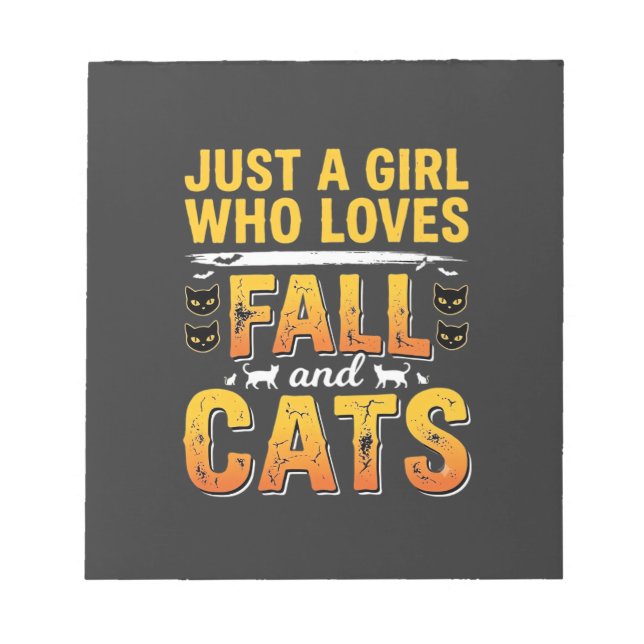 Herbst Katzen Mädchen Halloween Design_1 Notizblock (Vorderseite)