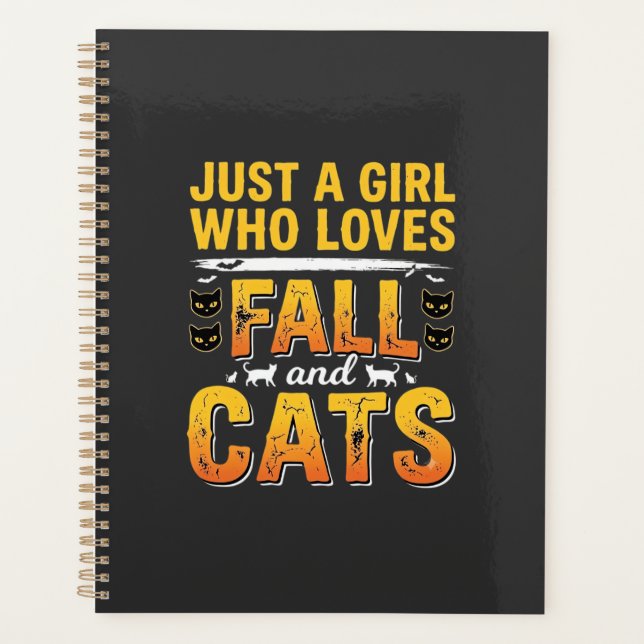 Herbst Katzen Mädchen Halloween Design_1 Planer (Vorderseite)