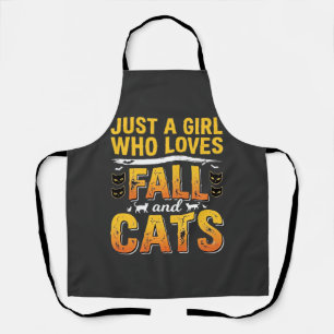 Herbst Katzen Mädchen Halloween Design_1 Schürze