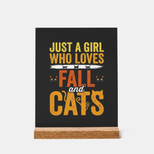 Herbst Katzen Mädchen Liebhaber Halloween Design Acrylschild